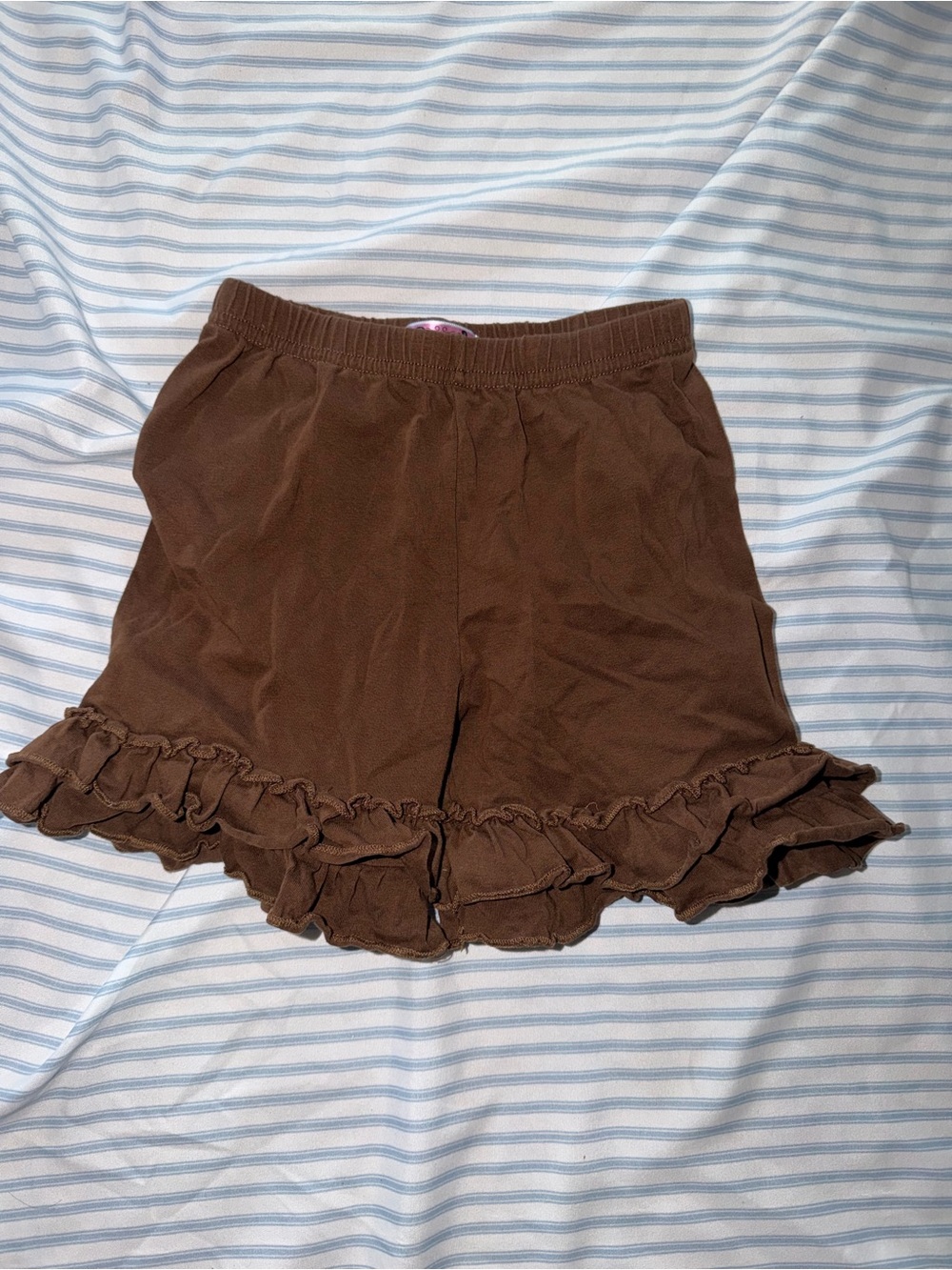 Girls' Brown Ruffle Hem Shorts
